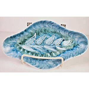 H. Turner Whalley Blue & Green Tuscan China Metallised Hand Painted Trinket Dish